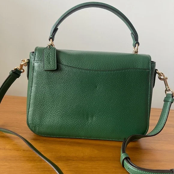 Coach Marlie Top Handle Satchel Kelly Green Leather & Suede - Picture 5 of 17